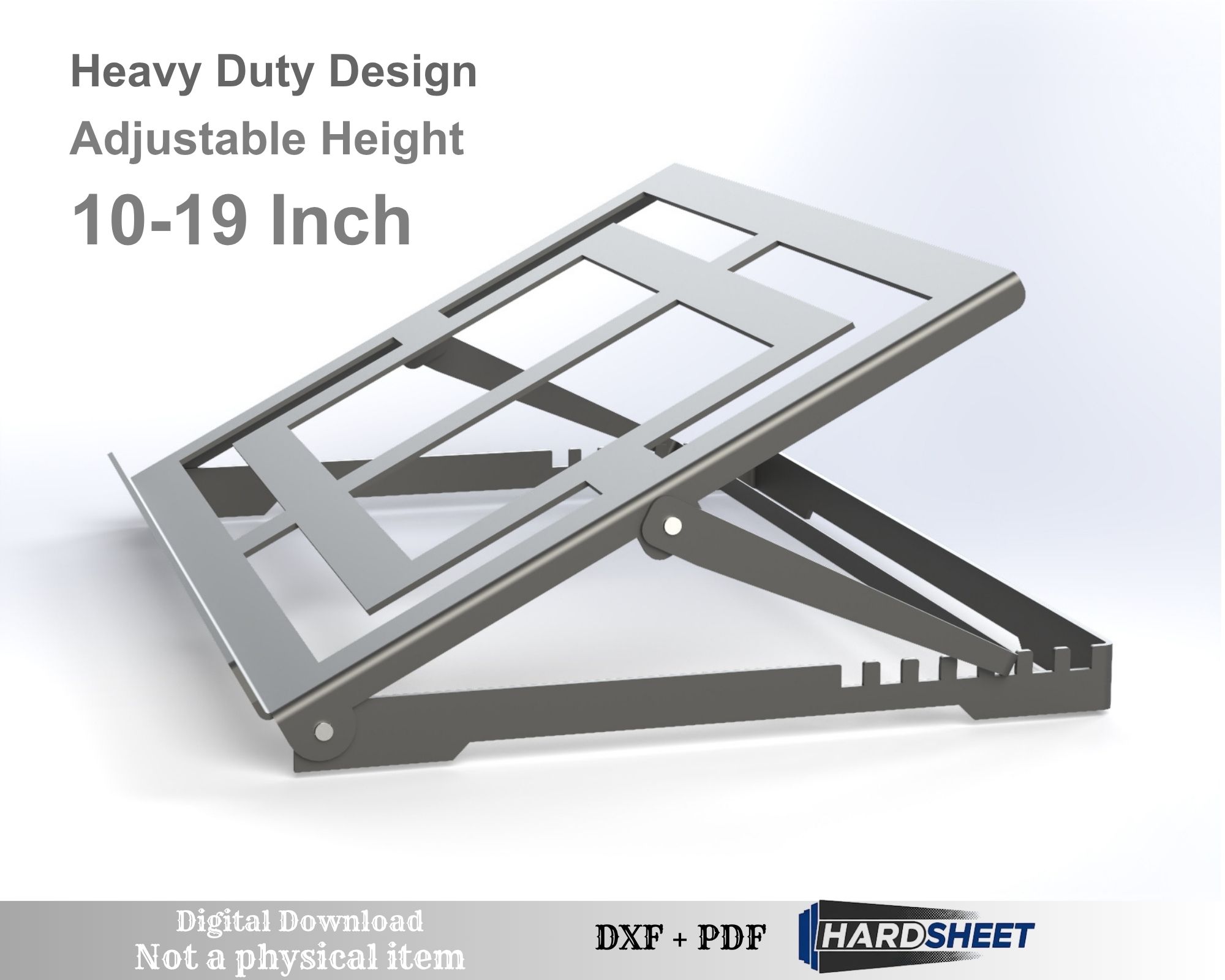 Adjustable Laptop Stand Heavy Duty Metal Tablet Riser 10-19 CNC DXF files for plasma cutting Digital Download Adjustable Laptop Stand | Heavy Duty Metal Tablet Riser 10-19" | CNC DXF files for plasma cutting | Digital Download - Image 1