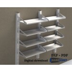 Adjustable Wall Shelf | Mounted Metal Rack | CNC DXF files for plasma cutting | Height Adjustable Hooks | Digital Download