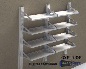 Adjustable Wall Shelf | Mounted Metal Rack | CNC DXF files for plasma cutting | Height Adjustable Hooks | Digital Download