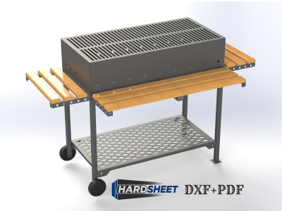 BBQ Grill | Outdoor Metal Barbecue Table with Wooden Shelves | CNC DXF files for plasma cutting | Digital Download