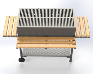 BBQ Grill | Outdoor Metal Barbecue Table with Wooden Shelves | CNC DXF files for plasma cutting | Digital Download - Image 2