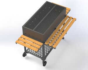 BBQ Grill | Outdoor Metal Barbecue Table with Wooden Shelves | CNC DXF files for plasma cutting | Digital Download - Image 3
