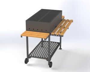 BBQ Grill | Outdoor Metal Barbecue Table with Wooden Shelves | CNC DXF files for plasma cutting | Digital Download - Image 4