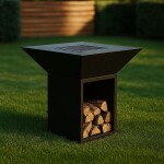 Fire Pit BBQ Grill with Wood Storage | Modern Outdoor Design | CNC DXF files for plasma | Digital Download