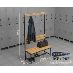 Locker Bench with Hooks | Industrial Metal & Wood Seat | Cnc Laser Cut DXF  PDF | Mudroom Furniture | Digital Download