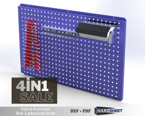 4 in 1 Metal Pegboard Organizer DXF | Workshop Tool Wall | Cnc DXF files for plasma cutting |Digital Download