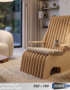 Modern interlocking lounge chair made from 18mm plywood, featuring a CNC-cut slot-together design displayed in a stylish contemporary living room.