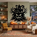 Halloween Pumpkin Haunted House Wall Art DXF SVG Cut File - Image 6