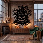 Halloween Pumpkin Haunted House Wall Art DXF SVG Cut File - Image 7