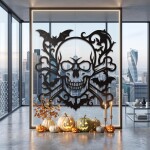 Halloween Skull Wall Art DXF SVG Cut File Gothic Decor - Image 4