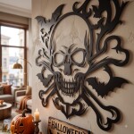 Halloween Skull Wall Art DXF SVG Cut File Gothic Decor - Image 6