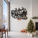 Christmas Santa Sleigh Wall Art DXF SVG Cut File - Image 2