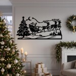 Christmas Santa Sleigh Reindeer Wall Art DXF SVG Cut File - Image 4