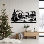 Christmas Santa Sleigh Reindeer Wall Art DXF SVG Cut File - Image 6
