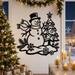 Christmas Snowman Tree DXF SVG Wall Decor, Winter Design - Image 4