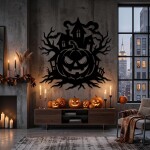 Halloween Pumpkin Haunted House Wall Art DXF SVG Cut File - Image 2