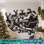 Christmas Santa Sleigh Wall Art DXF SVG Cut File