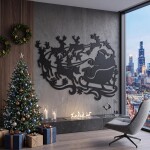 Christmas Santa Sleigh Wall Art DXF SVG Cut File - Image 3