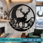 Christmas Reindeer Wall Art DXF SVG Cut File Deer Winter Decor