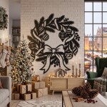Christmas Wreath Wall Art DXF SVG Cut File Ornament Decor - Image 4