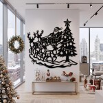 Christmas Santa Reindeer Tree DXF SVG Wall Decor, Sleigh Design - Image 3