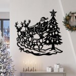 Christmas Santa Reindeer Tree DXF SVG Wall Decor, Sleigh Design - Image 6